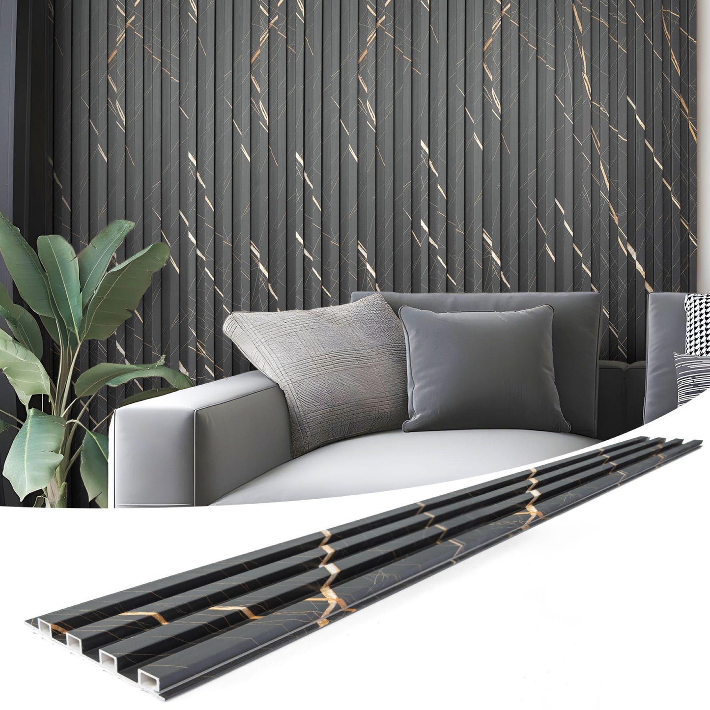 WALL PANEL BLACK AND GOLD.