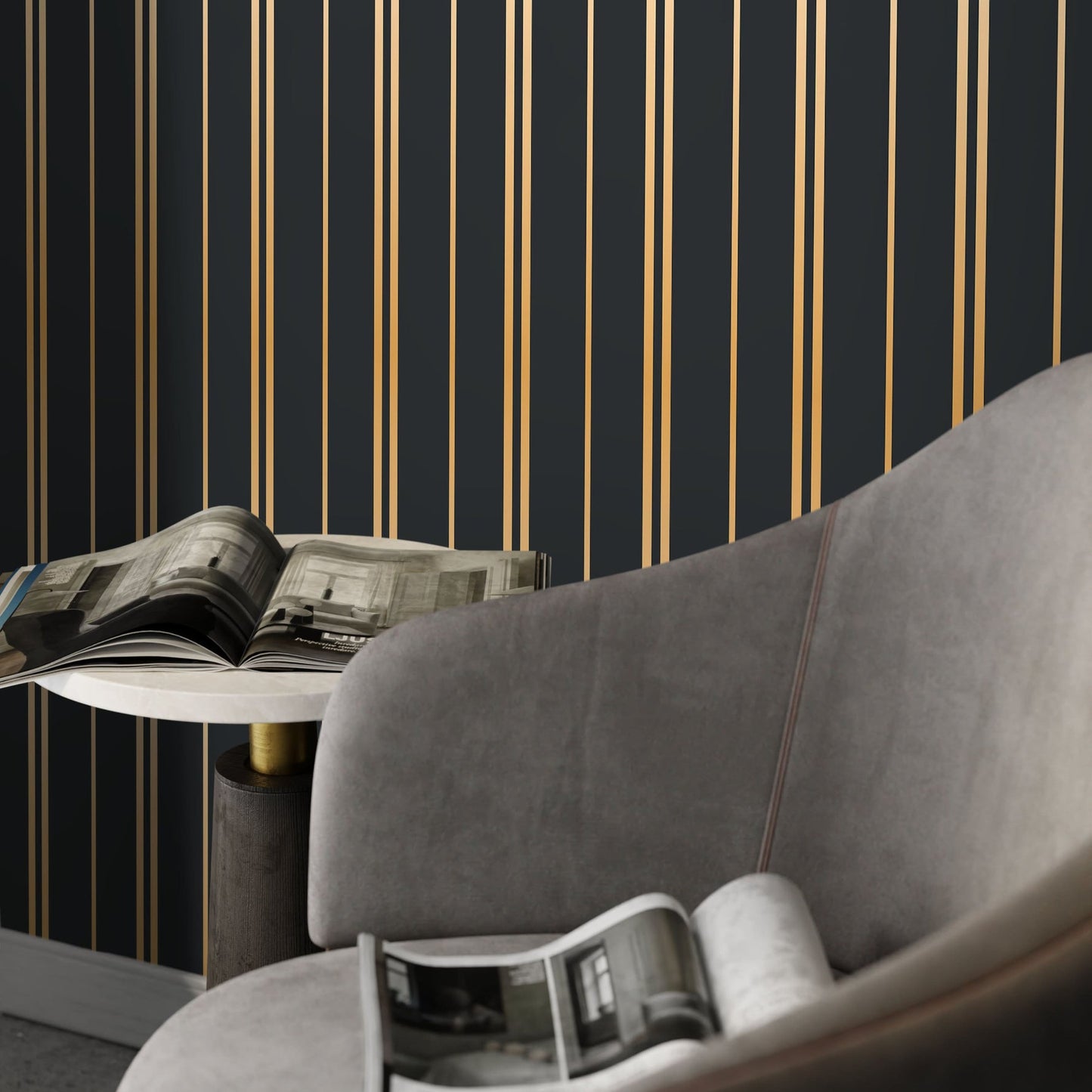 WALL PANEL DARK GREY AND GOLD